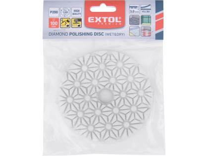 Kotouč diamantový leštící na suchý zip, O100mm, P200