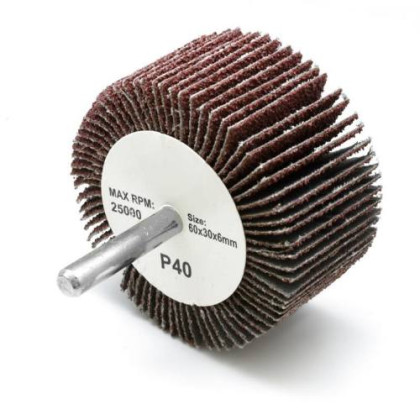 Kotouč lamelový brusný 60 x 30 mm, Ø 6 mm, P40, na stopce