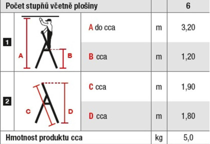 Schůdky Al 6-stupňové, nosnost 150kg