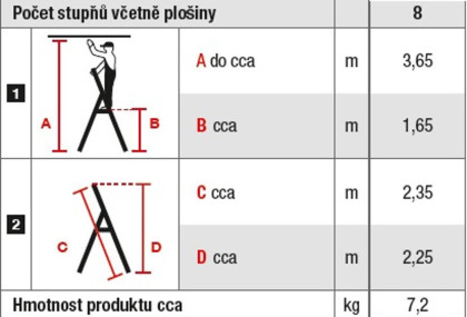 Schůdky Al 8-stupňové, nosnost 150kg