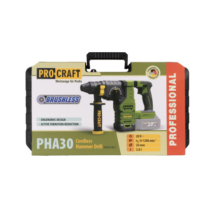 Kladivo vrtací aku Procraft PHA30bb (bez baterie a nabíječky v kufru) | PHA30-bb-с