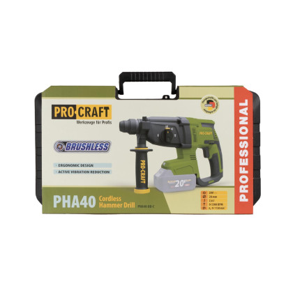 Kladivo vrtací aku Procraft PHA40bb-c (bez baterie a nabíječky v kufru) | PHA40-bb-с