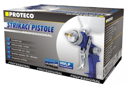 PROTECO vzduchová stříkací pistole s horní nádobkou 600ml tryska 1.7mm