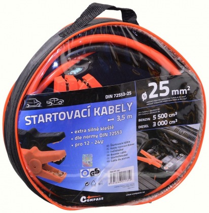 Startovací kabely 25 délka 3,5m TÜV/GS DIN72553