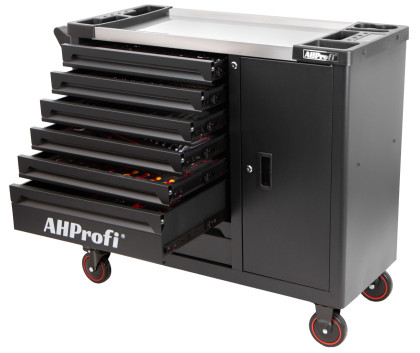 Dílenský vozík Expander s nářadím, 7 zásuvek a skříňka, 286 ks - AH0778