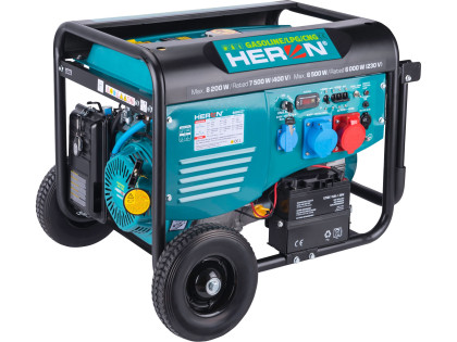 REPAS elektrocentrála benzínová a plynová (LPG/NG) 17HP/8,2kW/10,2kVA (400V), 6,5kW (230V), elektrický start, dálkové ovládání, podvozek