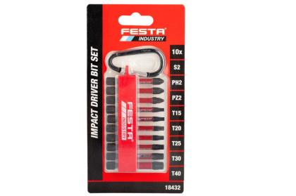 Sada torzních bitů FESTA INDUSTRY PH-PZ-TORX S2 1/4&quot; 50mm 10ks