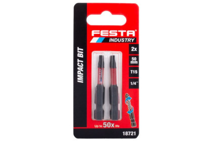 Torzní bit FESTA INDUSTRY T15 50mm S2 1/4&quot; 2ks