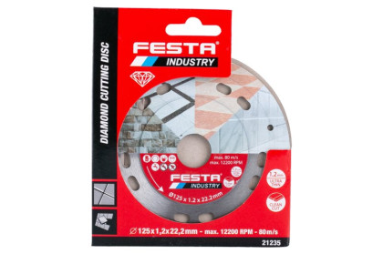 Kotouč diamantový FESTA INDUSTRY řezný plný 125x1.2x22.2mm