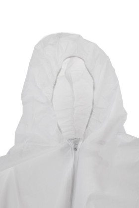 Bílý polypropyl.overal XXL s kapucí