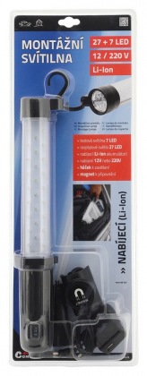 Svítilna montážní 27+7LED nabíjecí 12/230V Li-on 1200mAh