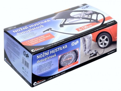 Hustilka nožní s manometrem dvoupístová TÜV/GS 2x120mm