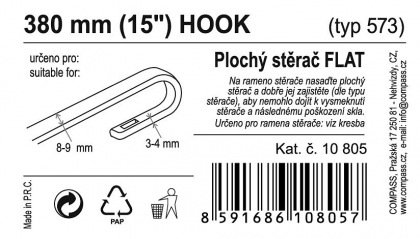 Stěrač FLAT BULK (HOOK) 15"/380mm