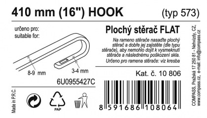 Stěrač FLAT BULK (HOOK) 16"/410mm