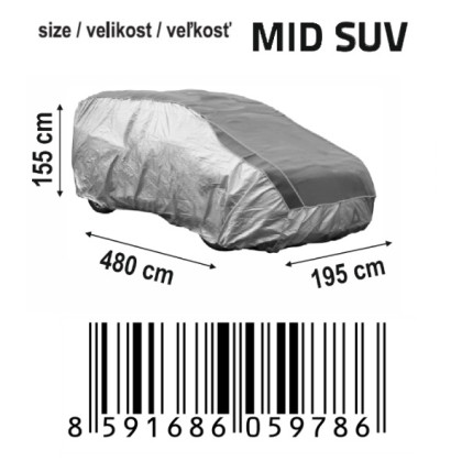 Ochranná plachta proti kroupám MID SUV 480x195x155cm