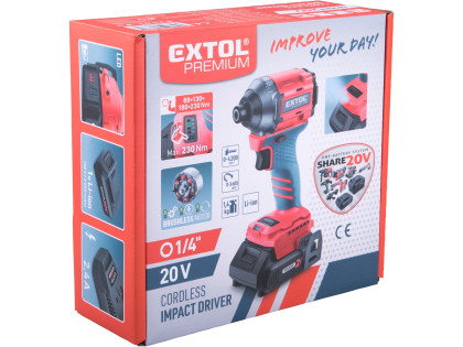 Utahovák rázový 1/4" aku SHARE20V, BRUSHLESS, bez baterie a nabíječky