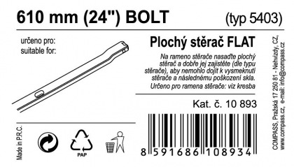 Stěrač FLAT BULK (BOLT) 24"/610mm