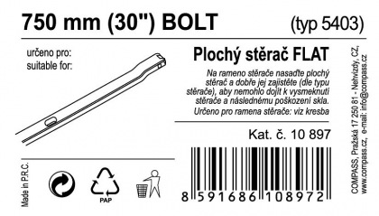 Stěrač FLAT BULK (BOLT) 30"/750mm