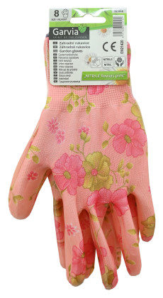 Rukavice zahradní vel. 8 NITRILE flowers pink