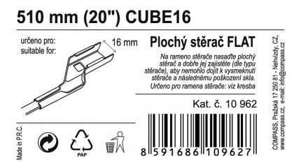 Stěrač FLAT BULK (CUBE16) 20"/510mm