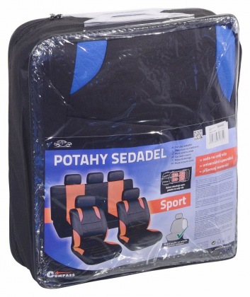 Potahy sedadel sada 9ks SPORT modré AIRBAG