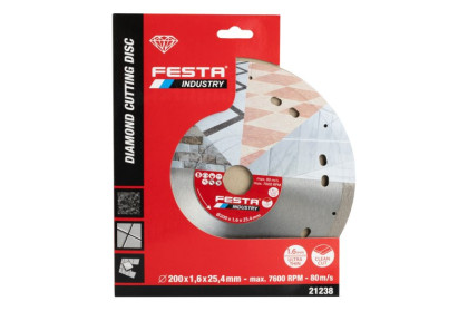 Kotouč diamantový FESTA INDUSTRY řezný plný 200x1.4x22.2mm