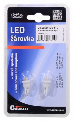 Žárovka 4LED 12V  T10  bílá  2ks