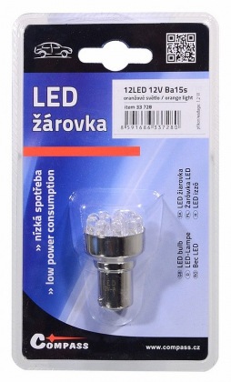 Žárovka 12LED 12V Ba15s oranžová