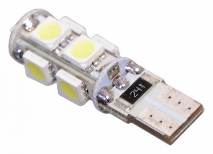 Žárovka 9 SMD LED 12V T10 s rezistorem CAN-BUS ready bílá