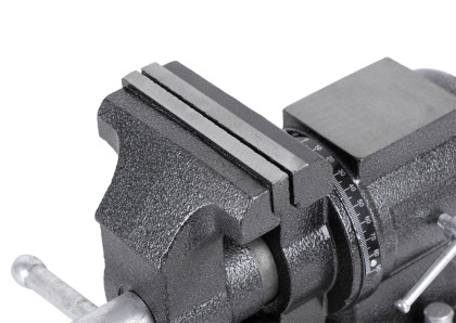 Dílenský svěrák s otočným tělem a základnou, 125 mm - HT300155