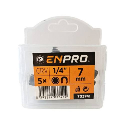 Adaptér 1/4" 6 hran, 7 mm, ENPRO