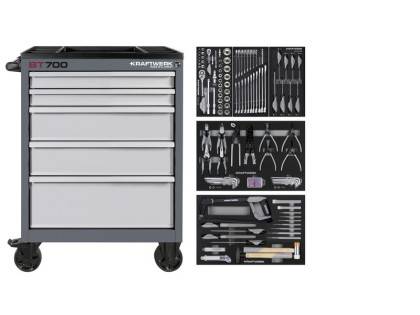 AKCE KW Dílenský vozík BT700 5 zásuvek + nářadí 5 moduly 173ks COMPLETO EVA Basic Line
