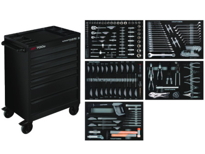 AKCE KW Dílenský vozík BT700 7 zásuvek + nářadí 5 modulů 194ks COMPLETO EVA Basic Line