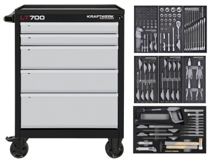 AKCE KW Dílenský vozík LT700 5 zásuvek + nářadí 7 moduly 151ks COMPLETO EVA Basic Line