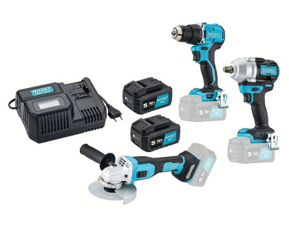 Aku vrtačka, ráz.utahovák, úhl.bruska, 2 baterie + nabíječka - HA265190