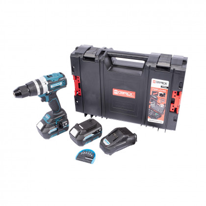 Aku vrtačka s příklepem bezuhlíková 18 V, 70 Nm + 2 baterie 5.0 Ah + nabíječka 3.5 A + box