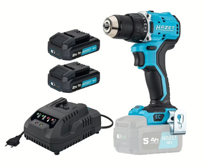 Aku vrtačka se 2 Akumulátory 18V 5 Ah + rychlonabíječka - Hazet 9530-1/4