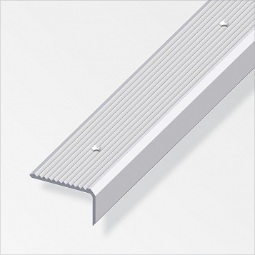 ALFER - Profil schodový široký rýhovaný děrovaný hliník elox stříbro 1000x41x23mm
