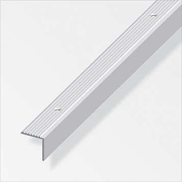 ALFER - Profil schodový úzký rýhovaný děrovaný hliník elox stříbro 1000x19x20mm