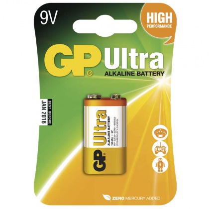 Alkalická baterie GP Ultra 6LF22 (9V), blistr