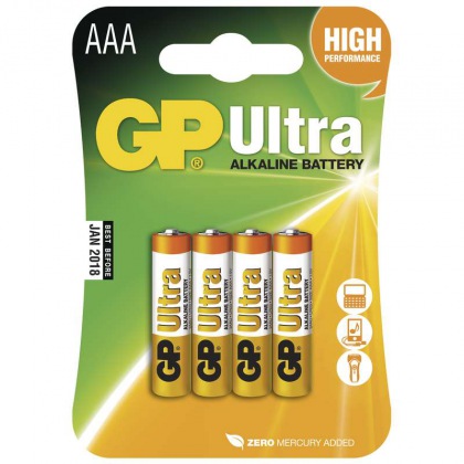 Alkalická baterie GP Ultra LR03 (AAA), blistr