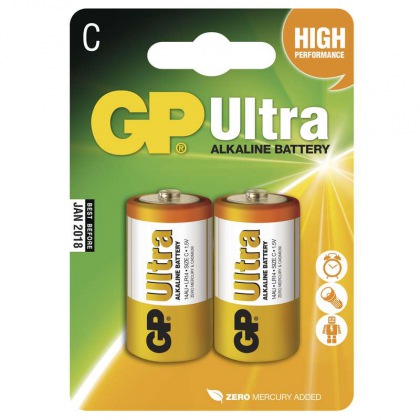 Alkalická baterie GP Ultra LR14 (C), blistr