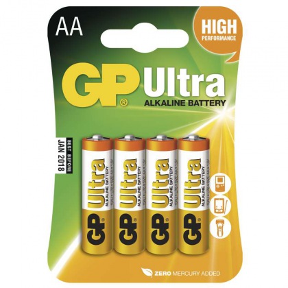 Alkalická baterie GP Ultra LR6 (AA), blistr