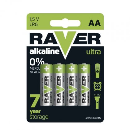 Alkalická baterie RAVER LR6 (AA), blistr
