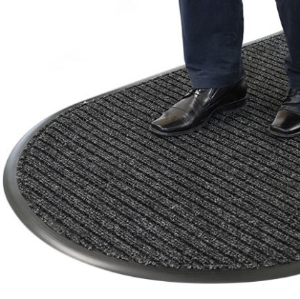 Antracitová textilní půlkruhová vstupní rohož Koral - 75 x 50 x 1,4 cm