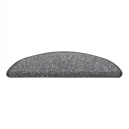 Antracitový kobercový půlkruhový nášlap na schody Madrid - 17 x 56 cm