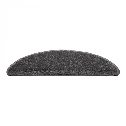 Antracitový kobercový půlkruhový nášlap na schody Oslo - 17 x 56 cm