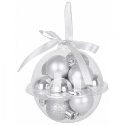 Baňky MagicHome, 12 ks, 3 cm, stříbrné, na vánoční stromeček
