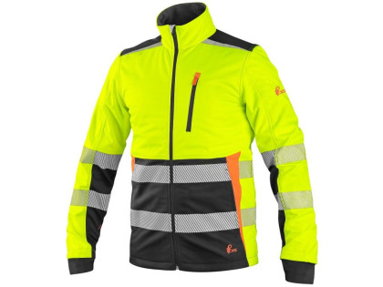 Bunda CXS BENSON, výstražná, softshell, pánská, žluto-černá, vel. 4XL