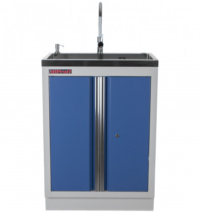 Celokovová dílenská skříňka PROFI BLUE s nerezovým dřezem - MTGC1300C